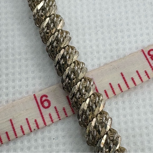 Heavy Sterling Silver Chain Necklace Double Chain Wrapped around a Single Chain - Picture 3 of 13